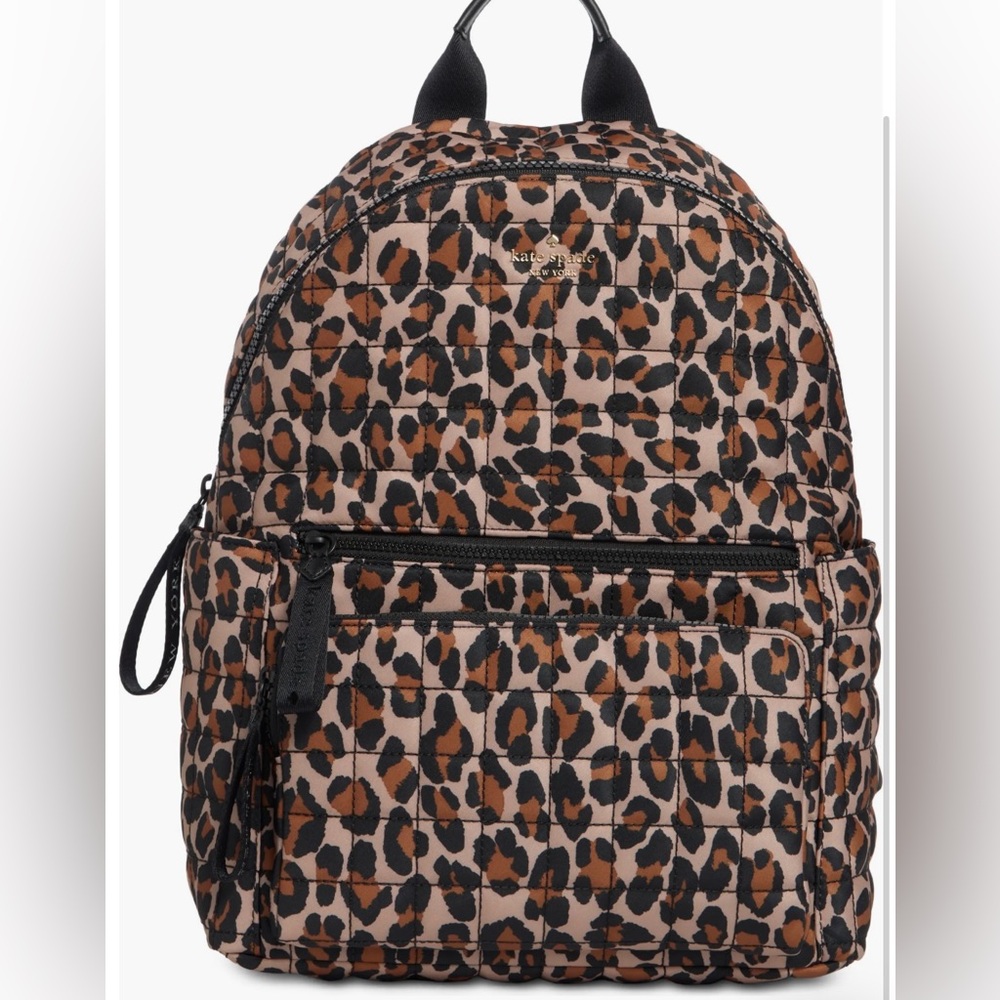 ♠️Kate Spade Camden Quilted Leopard Large Backpack, Brown Multi‎ NWT